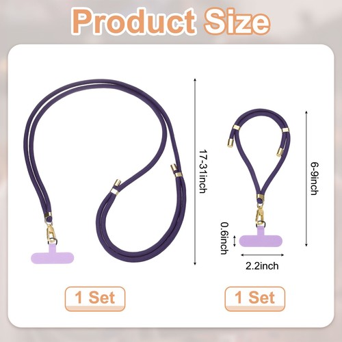 Phone Lanyard, 1pcs Crossbody Phone Strap 1pcs Wrist Strap with 2 Pads, Purple - Zdjęcie 2 z 7