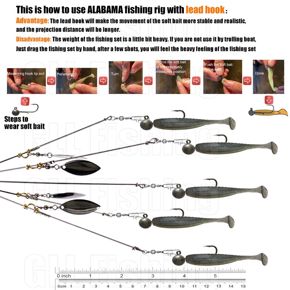 5 Arms Alabama Rig Fishing Lure, Umbrella Rig with Spinner for Striper, A-Rig... - Image 4