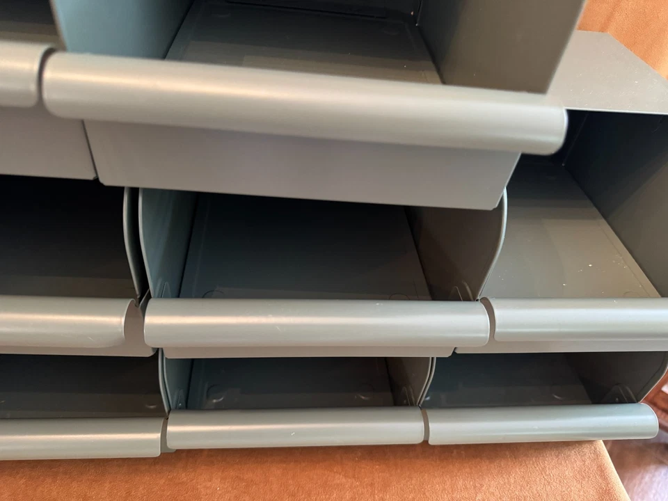 Lote IKEA 10 REJSA caixa de armazenamento lixeira de metal cinza verde 7 x 9 3/4 x 5 média 804.577. - Imagem 3 de 4