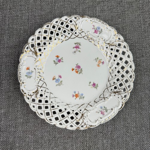 2er Set Vintage Netz Blumen Dessertteller 6" - Bild 2 von 7