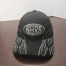 National Hot Rod Association Hat Cap Fitted Mens Medium Black Drag Racing Flames