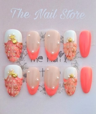 Gold Starfish Press On Nails / Coral Nails / Seashell Nails / 3d Nails / 