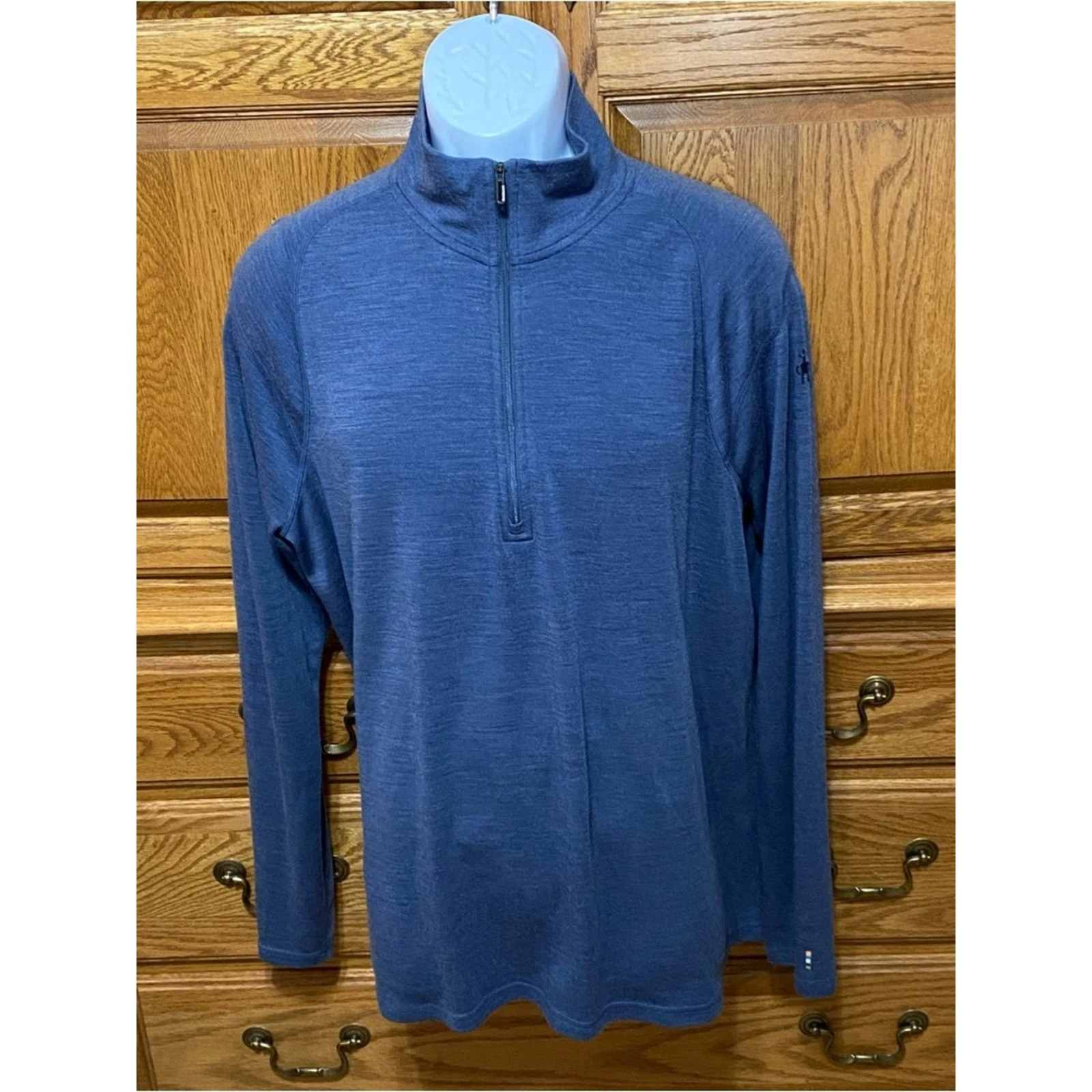 Smartwool Merino Wool 250 Base Layer Quarter-Zip Top Blue Men's Sz XL Hiking