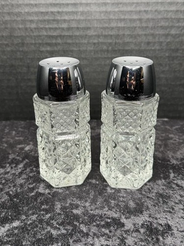 Vintage Anchor Hocking Wexford Salt & Pepper Shakers Glass MCM