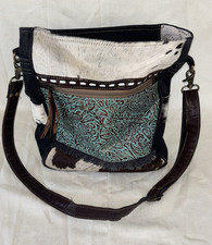Myra Black White Cowhide Print Crossbody Bag ...
