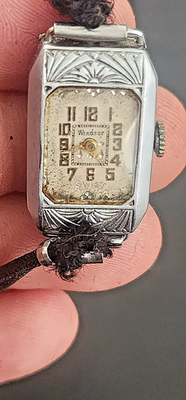 #ad Vintage Windsor wrist watch ladies art deco silver parts repair $30.00