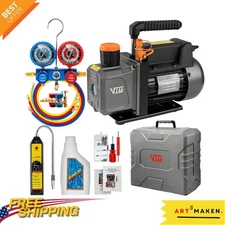 Portable 4.5 CFM AC Vacuum Pump and Manifold Gauge Set for Mini Split Systems