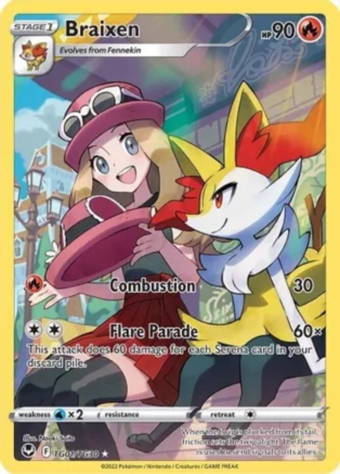 1x Braixen - TG01/TG30 - Ultra Rare - Silver Tempest Trainer Gallery Heavily Pla