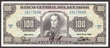 1990 ECUADOR 100 SUCRES - 20 Apr 1990 - PICK 123 - UNC