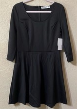 JustFab NWT Long Sleeve Little Black Dress, Size L A-Line Empire Fit, Soft Knit