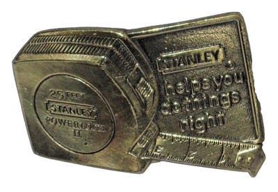 Vintage 1980 Limited Edition STANLEY TOOLS Tape Measure Solid Brass Belt Buckle
