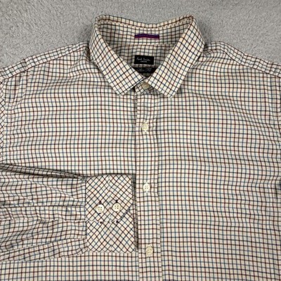 Paul Smith Shirt Mens XL 16.5 Flannel Check Slim Long Sleeve Luxury Made Italy