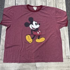 Vintage 90s Disney Mickey Mouse ringer T-shirt Size XL Maroon