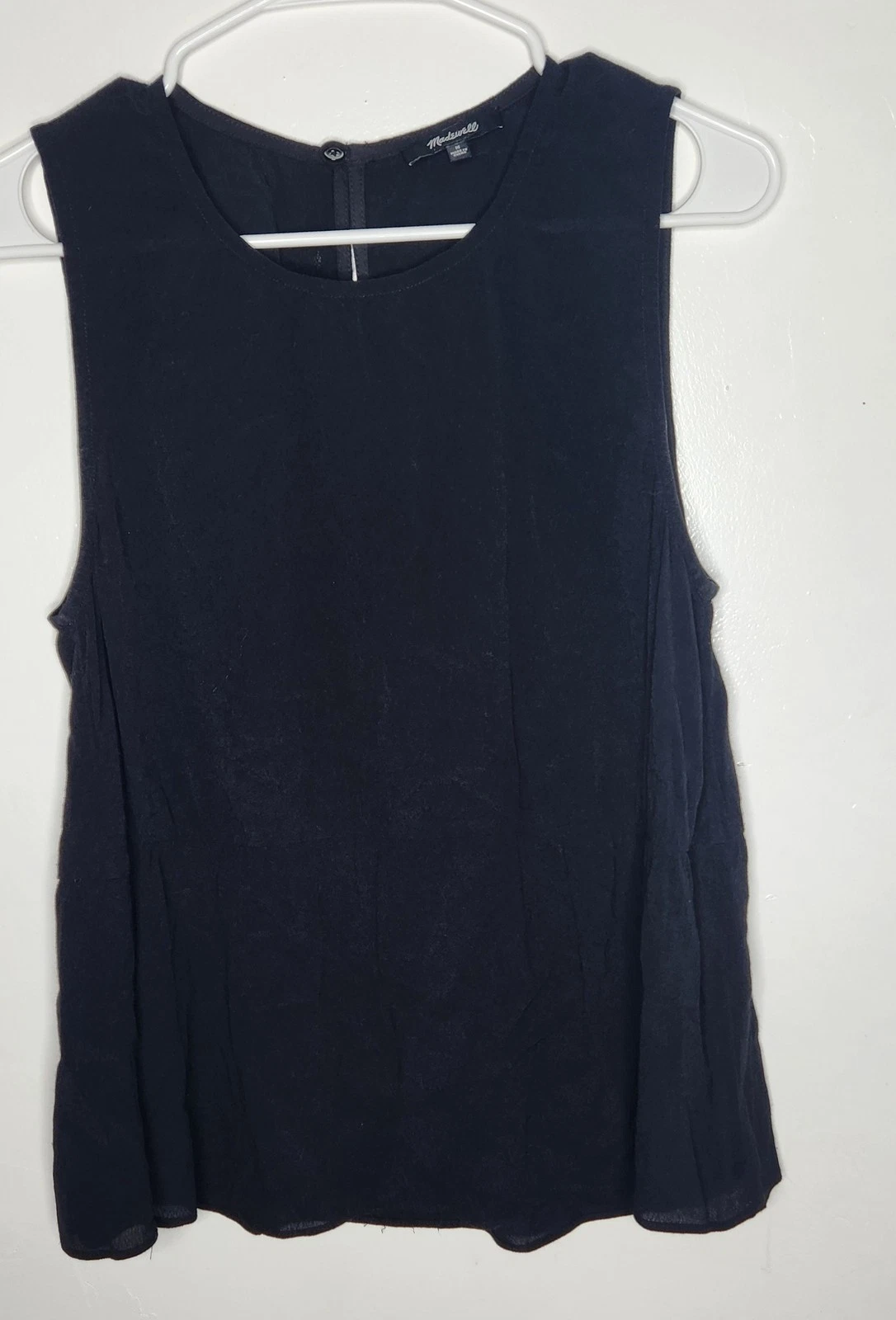 ESSENTIALS Madewell canotta donna media nera senza maniche blusa camicia viscosa FA16