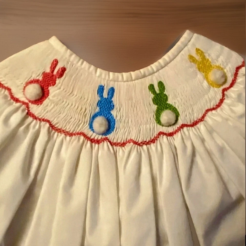 Niñas Nuevo Con Etiquetas Conjunto de Pantalones Calados Conjunto Camisa de Vestido Pascua Lazo Libre 9 Meses Foto 3 de 4