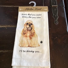 E&S Pets 711-78 Cocker Spaniel Dog Kitchen Towel, Off-white