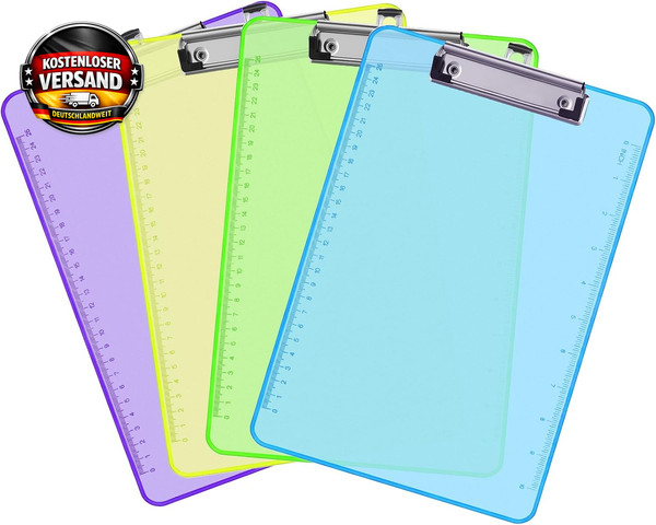 Yoosso 4 StüCk Klemmbrett A4, 31,5 × 22,5 Cm Klemmbrett Mit Metallclip-image