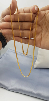 Authentic 22K Gold Chain Wide Necklace Herringbone Modern Plain