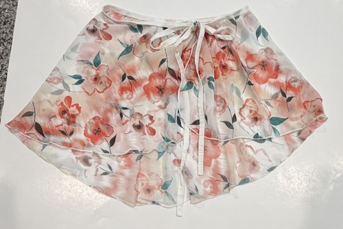 Adult Sheer Wrap Ballet Dance Skirt cream, peach green floral no tags sheer 