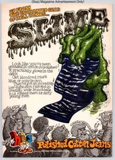 HIS Polished Cotton Jeans Slime Low Rise Wide Leg Vintage 1972 Advertisement