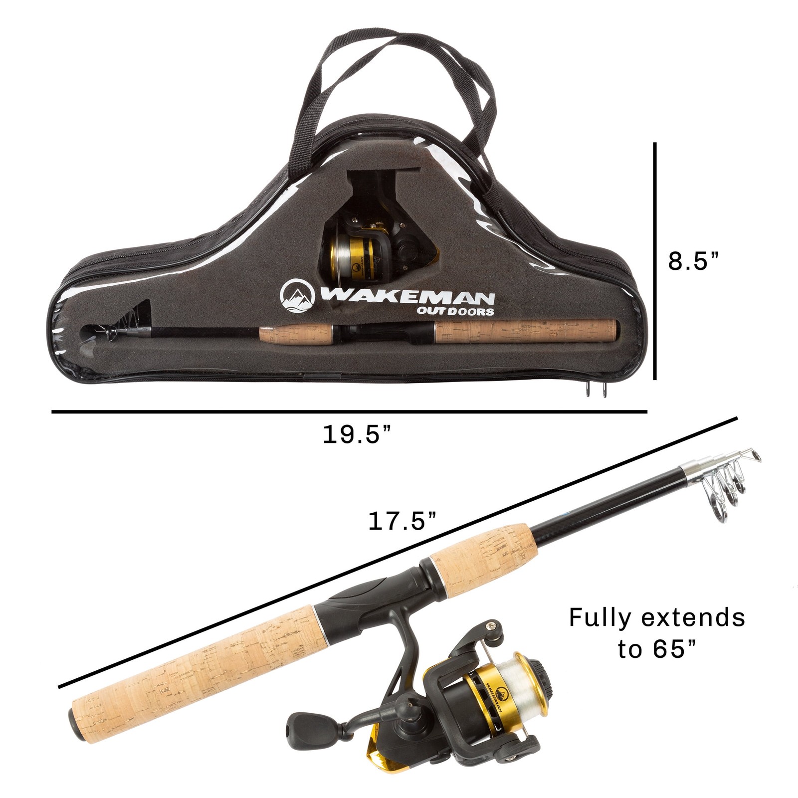 New Wakeman 5'6" Telescopic Spinning Rod and Reel Combo With