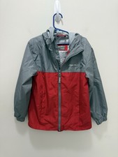 Eddie Bauer Kids Windbreaker Jacket Red Gray Hooded Zip XS 5/6 Lightweight