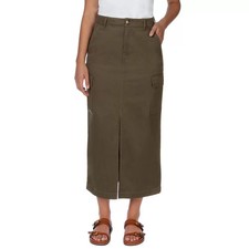 Maxi gonna cargo da donna ben indossata in oliva, taglia 16 - 5447-1-AK