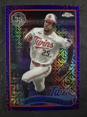 2024 Topps #T89C-62 Byron Buxton 1989 Topps Purple Mojo Chrome #d /75