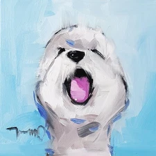 Cute Charming Puppy Dog PRINT Canvas Painting By Artist Jose Trujillo
