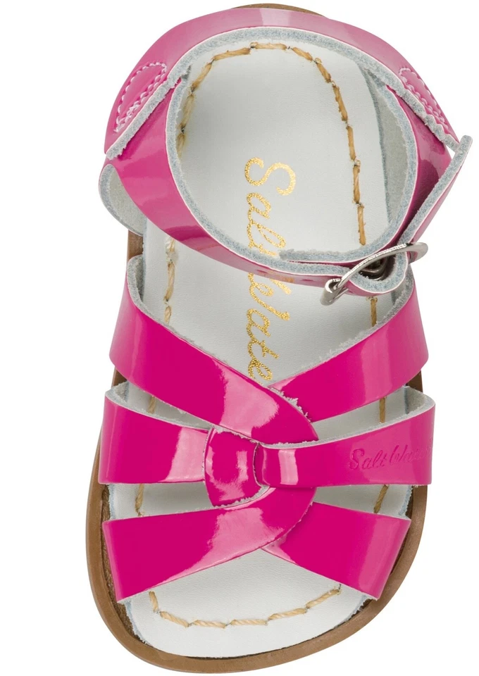 NUEVAS Sandalias de Agua Salada Original Charol Amarillo/Fucsia Tallas para Niños Pequeños Foto 3 de 4