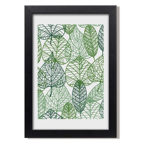 Tableau Tulup 100x70cm Feuilles De Palme Noir Et Blanc - Déco Murale MDF