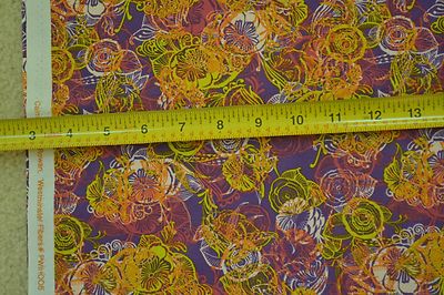 19'' Long, Bright Colorful Flowers on Purple Quilt Cotton, Rowan/Caiman, M6886
