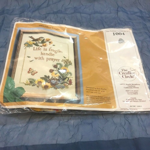 Creative Circle Embroidery Kit 1004 Life is fragile, handle with prayer
