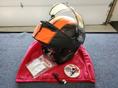 Snowmobile Helmet Modular double Shield matte black/orange bell