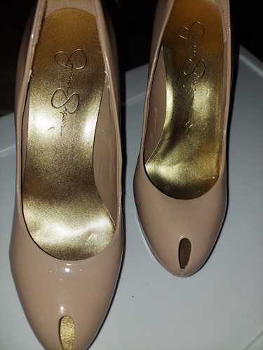 Jessica Simpson Beige Patent Leather Platform Stiletto Pumps 9.5B - Picture 3 of 5