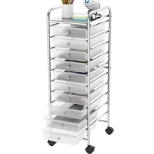 SimpleHouseware Utility Cart with 10 Drawers Rolling Storage Art Craft Organi...