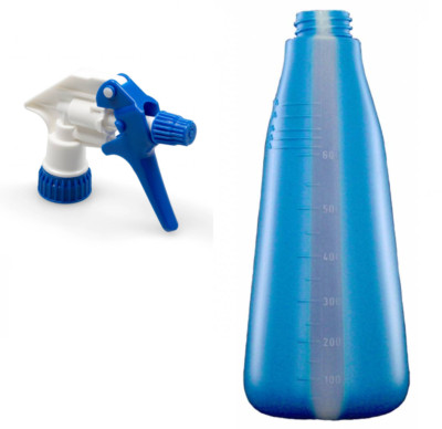 DW Sprühflasche 600 ml BLAU Nachfüllflasche Leerflasche Druckflasche + Sprühkopf