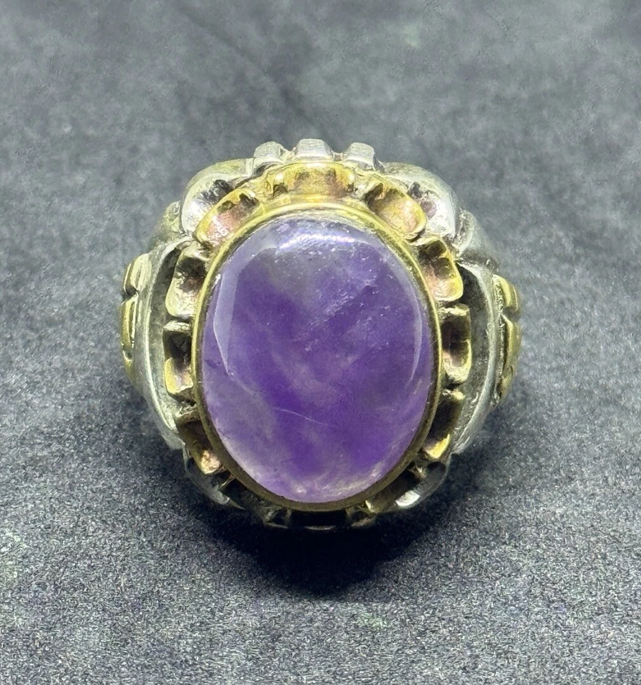 Piedra de amatista natural con anillo de plata de ley 925 Foto 4 de 4