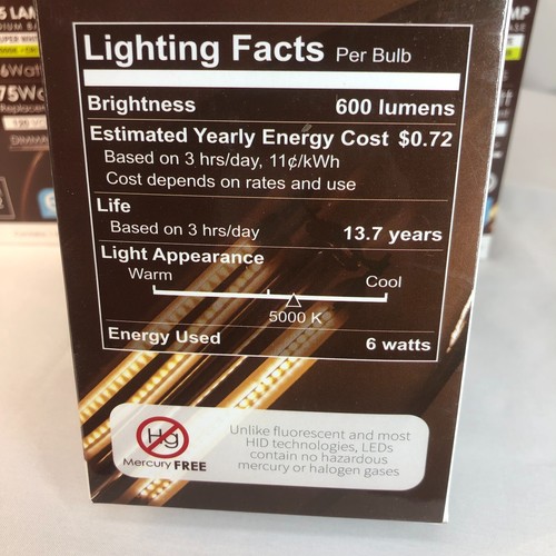 5 x Sunlite G25 LED Bulb Medium Base 600 Lumen 5000K Super White CRI 85 Dimmable - Picture 7 of 8