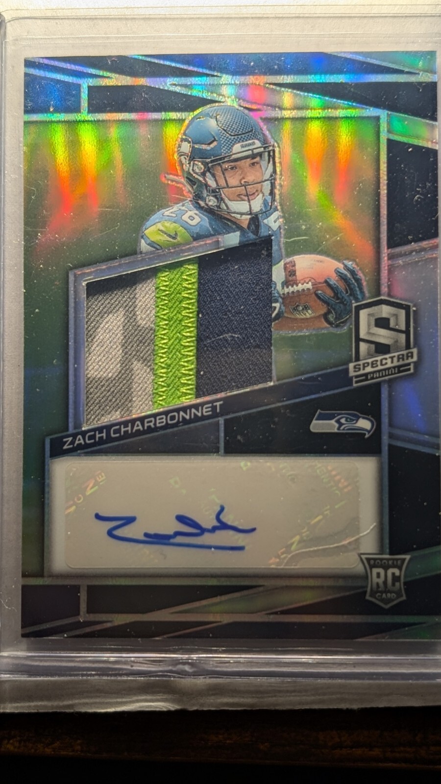 2023 Panini Spectra - Rookie Patch Autographs #241 Zach Charbonnet /99 (AU, MEM,