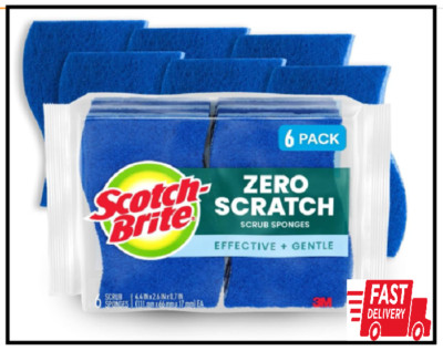 Scotch-Brite Zero Scratch Scrub Sponges, 6 Kitchen Sponges for Washing Dishes an
