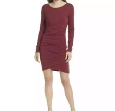 NWT TREASURE & BOND Red Syrah Ruched Side Long Sleeve Dress Women's Size 3x