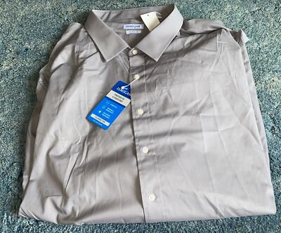 New Haggar Men's Classic Fit Premium Comfort Dress Shirt. Sz 22 (35-36) &  Gray