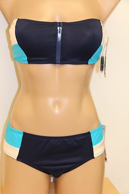 NWT DKNY Donna Karan Swimsuit Bikini 2pc Set size S Currant Bandeau Strap