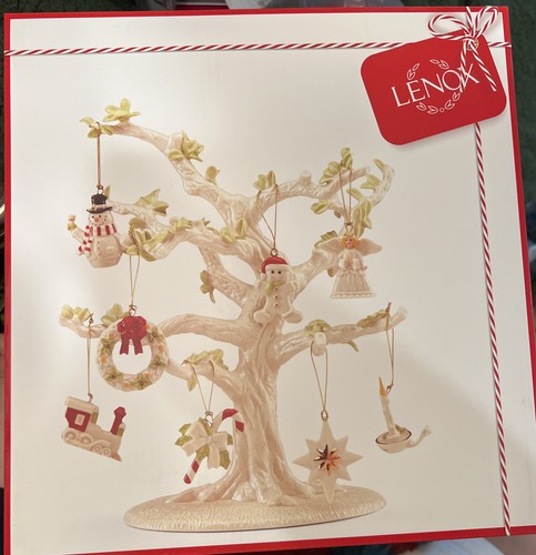 New In Box Lenox Figural Season's Holiday Ornament Tree & 8 Christmas Ornaments - Picture 3 of 6