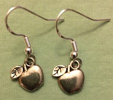 LITTLE APPLE EARRINGS - Pewter with Sterling Silver Ear Wires