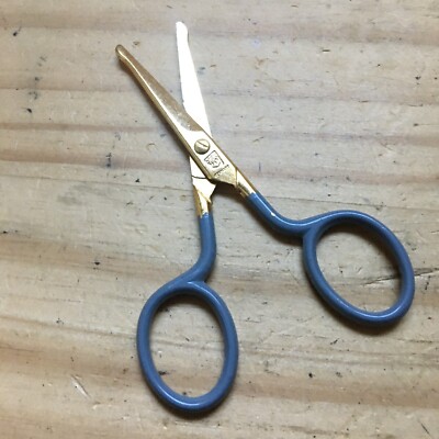 Vintage Palm Tree Logo Gold tone Safe Round-tip Embroidery Scissors Germany 4''L