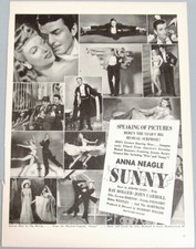 Vtg 1941 Movie Ad SUNNY Anna Neagle  Ray Bolger Dancing Musical Acrobat Photos