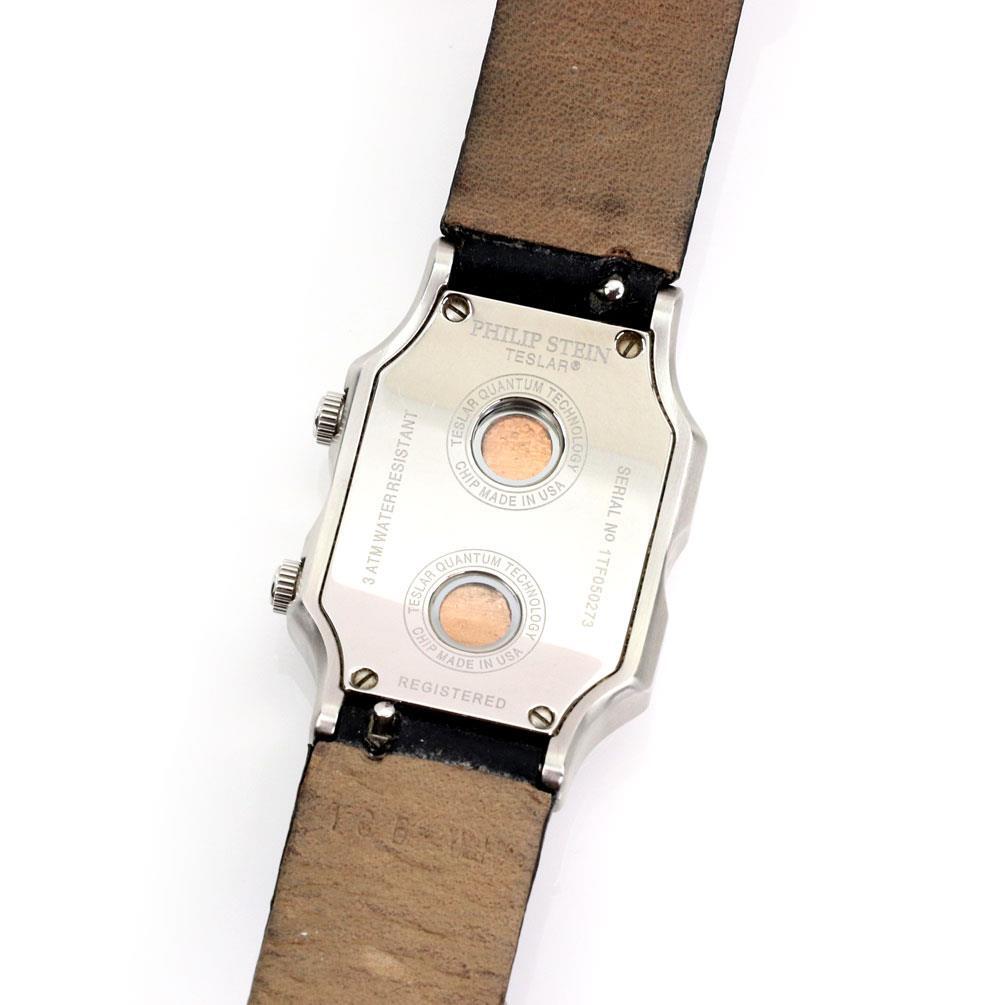 Philip Stein Watch Teslar Dual Time Zone Steel Leather Band | eBay