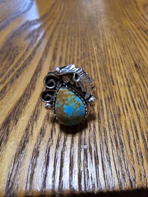 Native American Navajo Sterling Silver Turquoise Ring By Roberta Begay 6.50